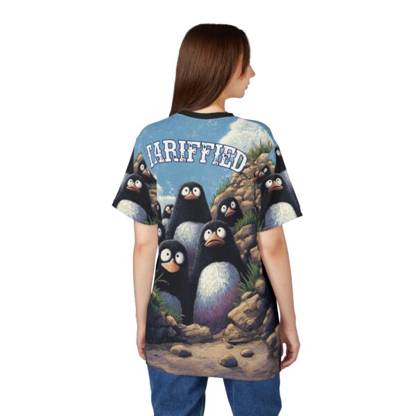 Tariffied Unisex Tee – Tariff Fear Is Real (AOP) - Image 11