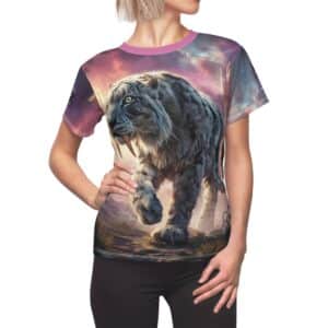 Prehistoric Smilodon aka Sabre-Tooth Tiger II Women's Tee (AOP)