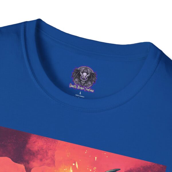 Zombie Triceratops In Volcanic Wasteland Unisex T-Shirt - Image 59