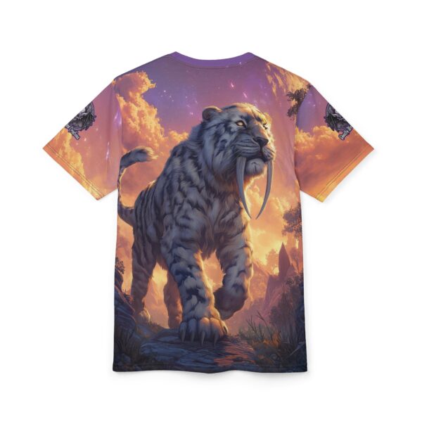 Prehistoric Smilodon aka Sabre-Tooth Tiger VI Unisex Tee (AOP) - Image 8