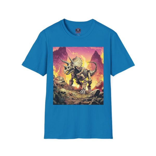 Skeletal Zombie Triceratops In Volcanic Wasteland Unisex T-Shirt - Image 29