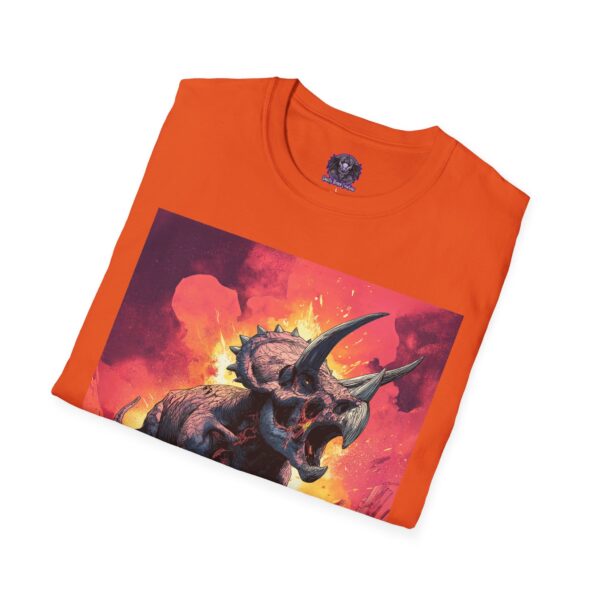 Zombie Triceratops In Volcanic Wasteland Unisex T-Shirt - Image 16