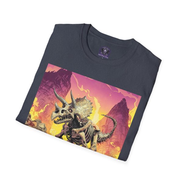 Skeletal Zombie Triceratops In Volcanic Wasteland Unisex T-Shirt - Image 36