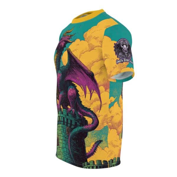 Dragon Guarding Castle Tower 60's Pop Art Style Unisex Tee (AOP) - Image 37