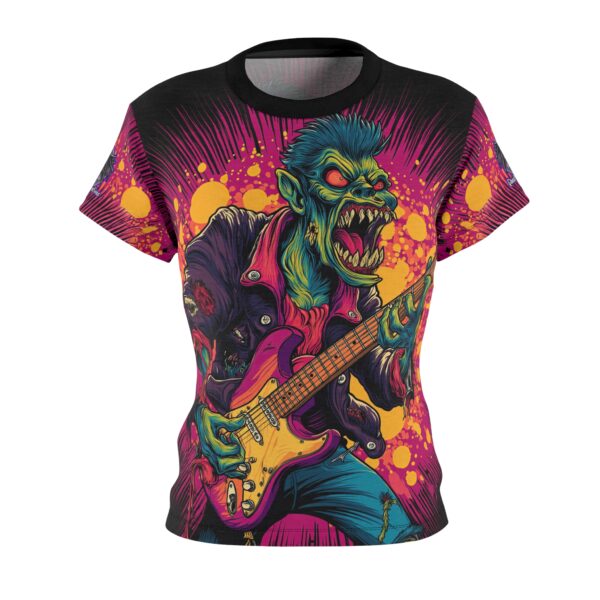 Women's Tee Zombie Guitarist Monster Pop Art Style 60's (AOP) - Image 5
