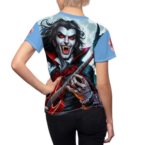 Monster Mosh 2024 Tour Drac on Guitar MM-D001 Women's Cut & Sew Tee (AOP) - Red or Light Blue Sleeves - Image 11