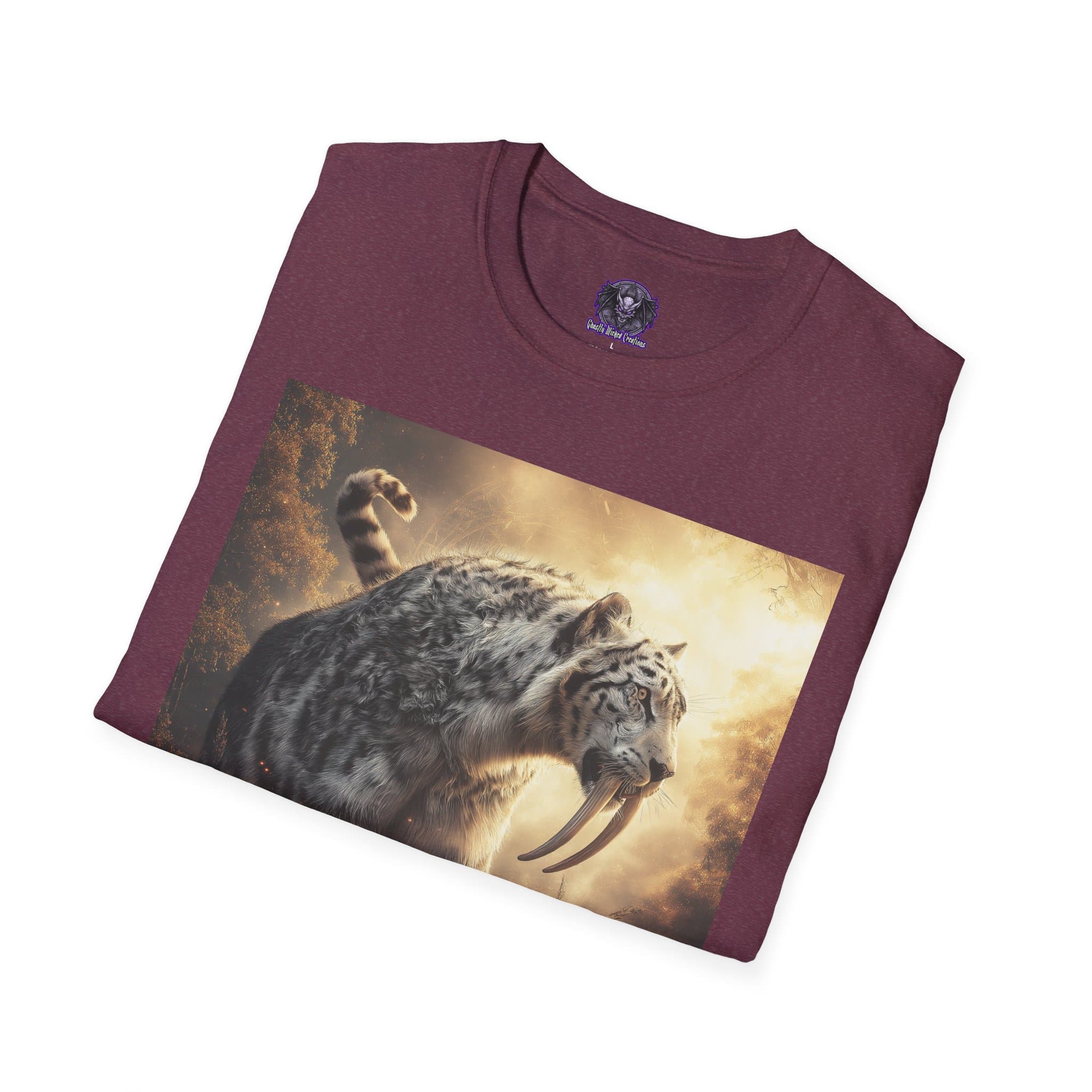 Prehistoric Smilodon aka Sabre-Tooth Tiger VIII Unisex T-Shirt, Graphic Tee, Unique Gift, Casual Wear - Image 48