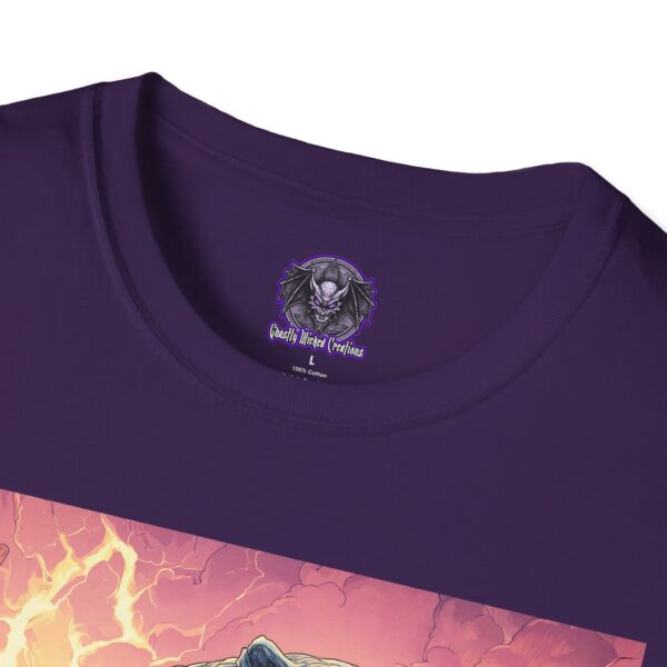 Zombie Smilodon Sabretooth Cat In Volcanic Wasteland Unisex T-Shirt - Image 43