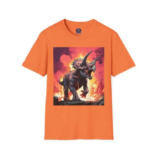 Zombie Triceratops In Volcanic Wasteland Unisex T-Shirt - Image 9