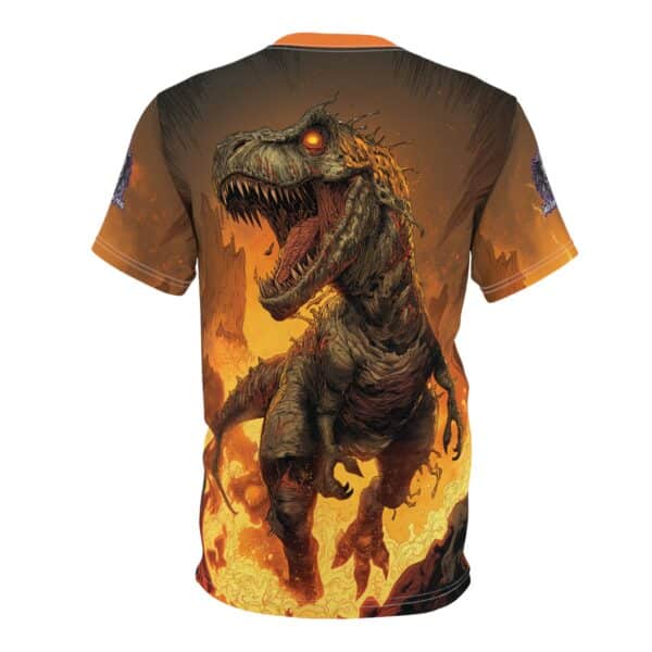 Zombie T-Rex Tyrannosaurus In Volcanic Wasteland Tee Unisex (AOP) - Image 28