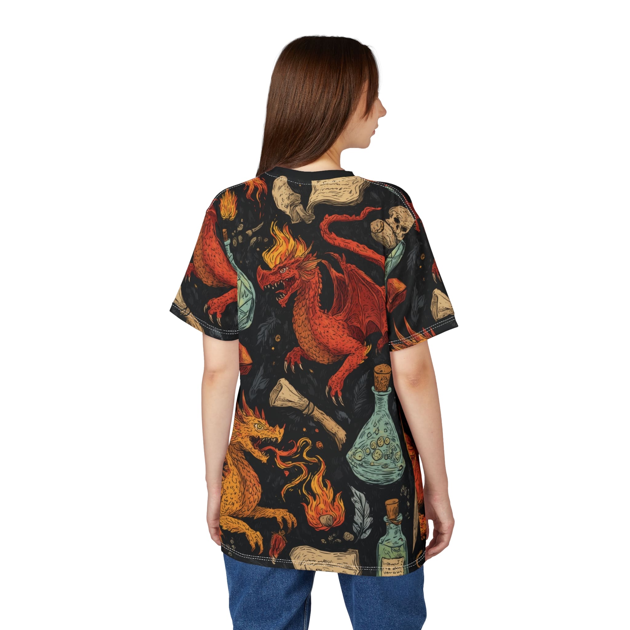 Epic Dragon Fantasy Pattern Unisex Cut & Sew Tee (AOP) - Image 30