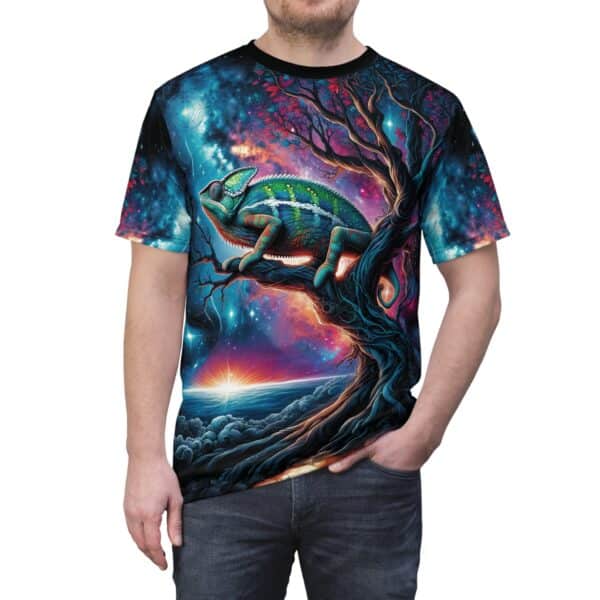 Cosmic Chameleon WD-D004 By Wyldesigns Unisex Cut & Sew Tee (AOP) - Image 5