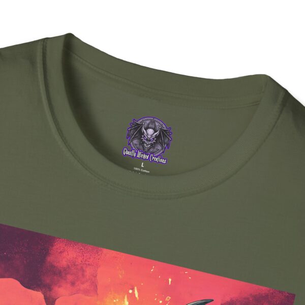 Zombie Triceratops In Volcanic Wasteland Unisex T-Shirt - Image 27