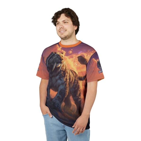 Prehistoric Smilodon aka Sabre-Tooth Tiger  Unisex Tee (AOP) - Image 10
