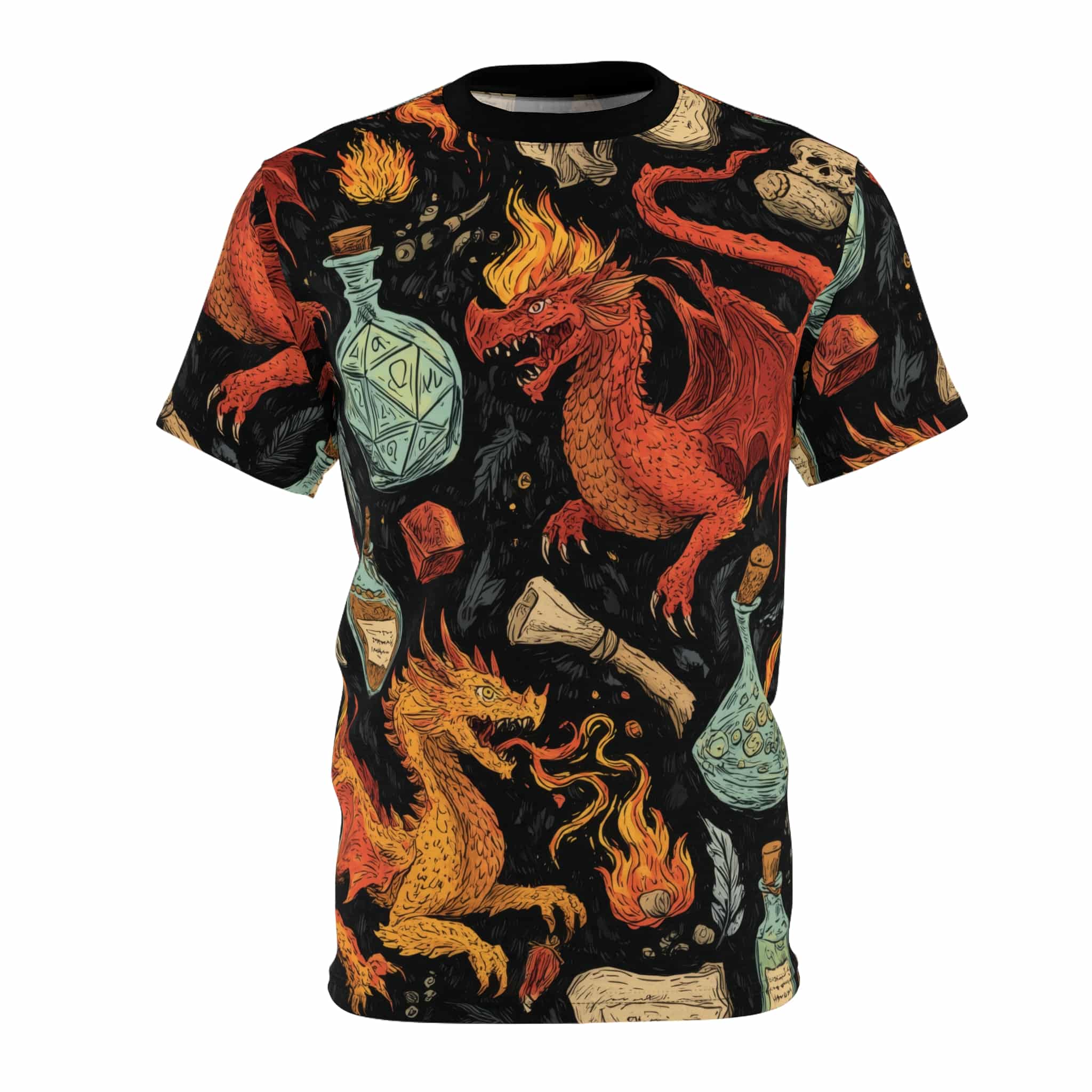 Epic Dragon Fantasy Pattern Unisex Cut & Sew Tee (AOP) - Image 6