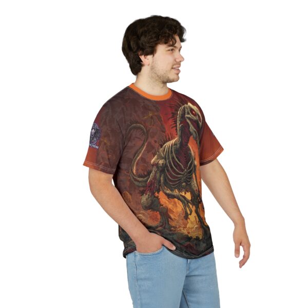Zombie Raptor Velociraptor In Volcanic Wasteland Tee Unisex (AOP) - Image 36