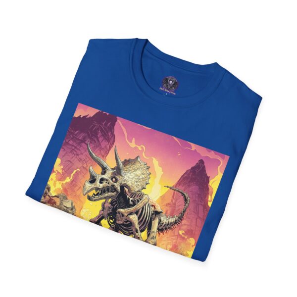 Skeletal Zombie Triceratops In Volcanic Wasteland Unisex T-Shirt - Image 60