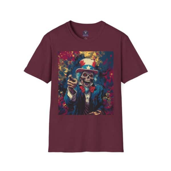 Pop Art Tee Uncle Sam Patriotic 4th Of July Skeletal Uncle Sam Pop Art 60's Style Unisex T-Shirt - Image 17