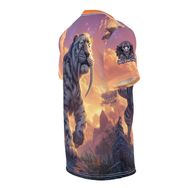 Prehistoric Smilodon aka Sabre-Tooth Tiger VI Unisex Tee (AOP) - Image 24