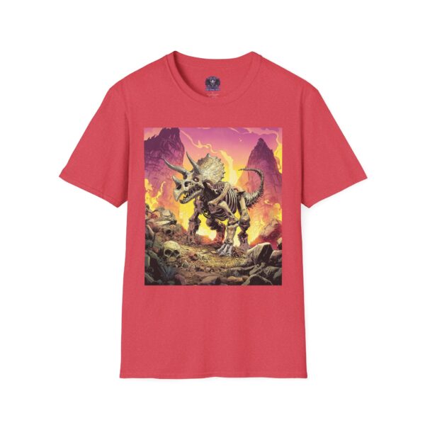 Skeletal Zombie Triceratops In Volcanic Wasteland Unisex T-Shirt - Image 49