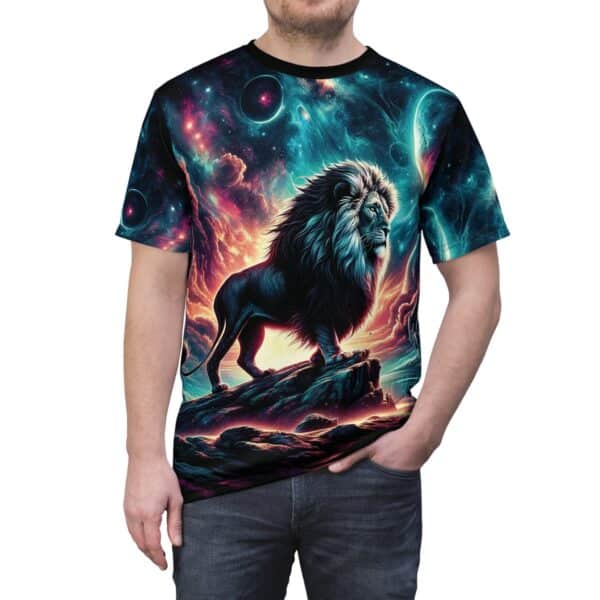 Cosmic Lion WD-D005 By Wyldesigns Unisex Cut & Sew Tee (AOP) - Image 5