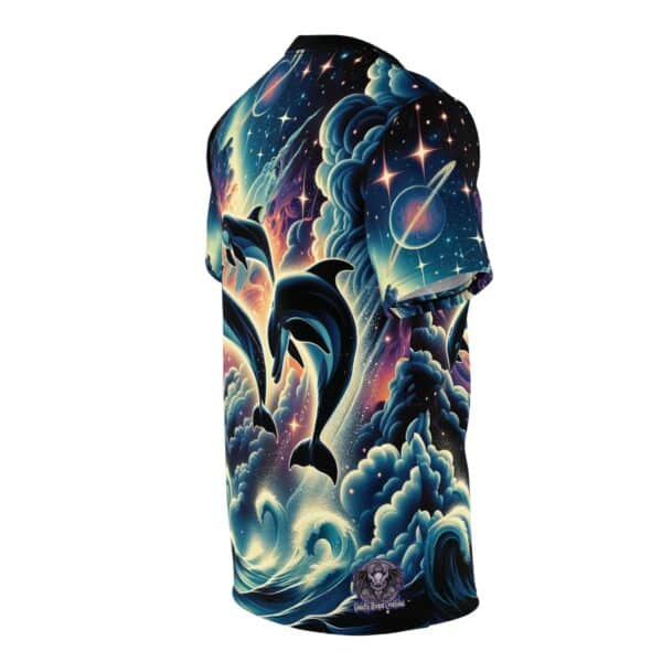 Cosmic Dolphins WD-D008 By Wyldesigns Unisex Cut & Sew Tee (AOP) - Image 4