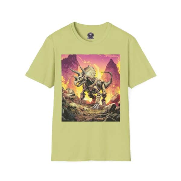 Skeletal Zombie Triceratops In Volcanic Wasteland Unisex T-Shirt - Image 21