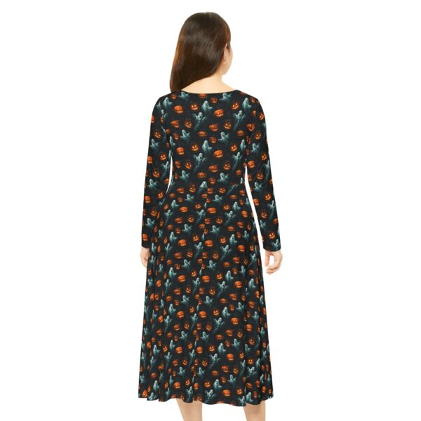Ghosts & Pumpkins Pattern 3 Women's Long Sleeve Dance Dress | Charming Evening Wear, Boho Chic Style, Perfect for Parties, Special Occasions, Dancing Events - Image 4