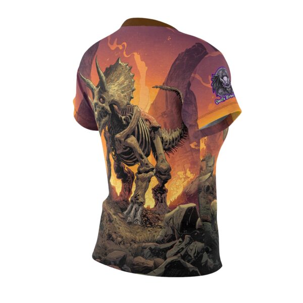 Skeletal Zombie Triceratops In Volcanic Wasteland Tee Women's (AOP) - Image 7