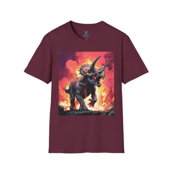 Zombie Triceratops In Volcanic Wasteland Unisex T-Shirt - Image 53