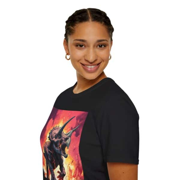 Zombie Triceratops In Volcanic Wasteland Unisex T-Shirt - Image 7