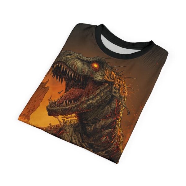 Zombie T-Rex Tyrannosaurus In Volcanic Wasteland Tee Unisex (AOP) - Image 20
