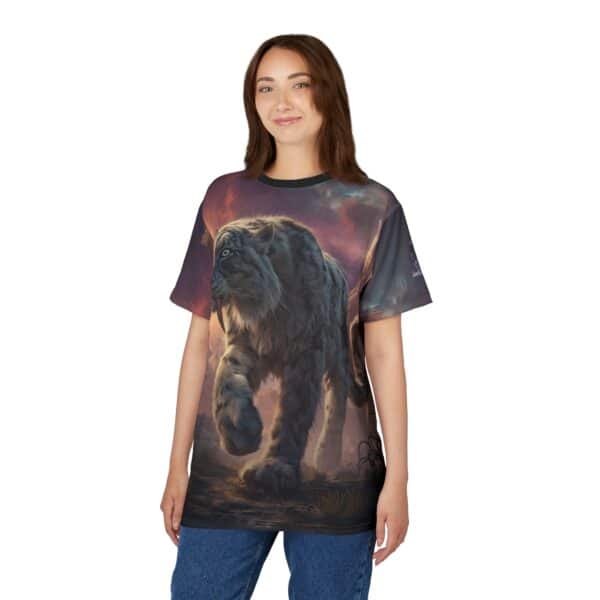 Prehistoric Smilodon aka Sabre-Tooth Tiger II Unisex Tee (AOP) - Image 11