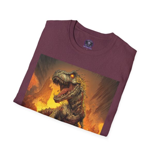 Zombie T-Rex Tyrannosaurus In Volcanic Wasteland Unisex T-Shirt - Image 48
