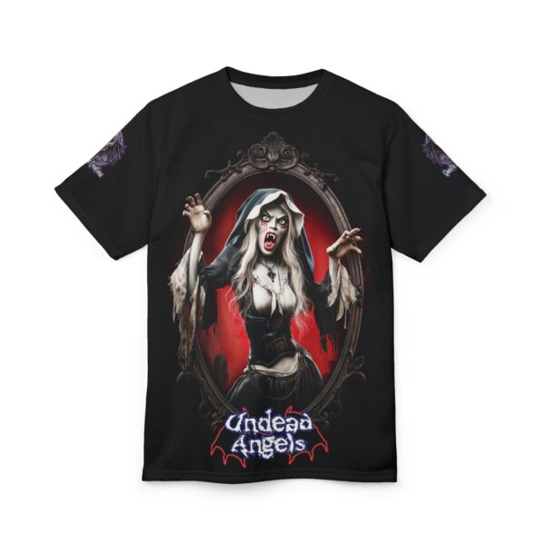 Undead Angels Vampire Pilgrim Chastity Tee Unisex (AOP) - Image 6