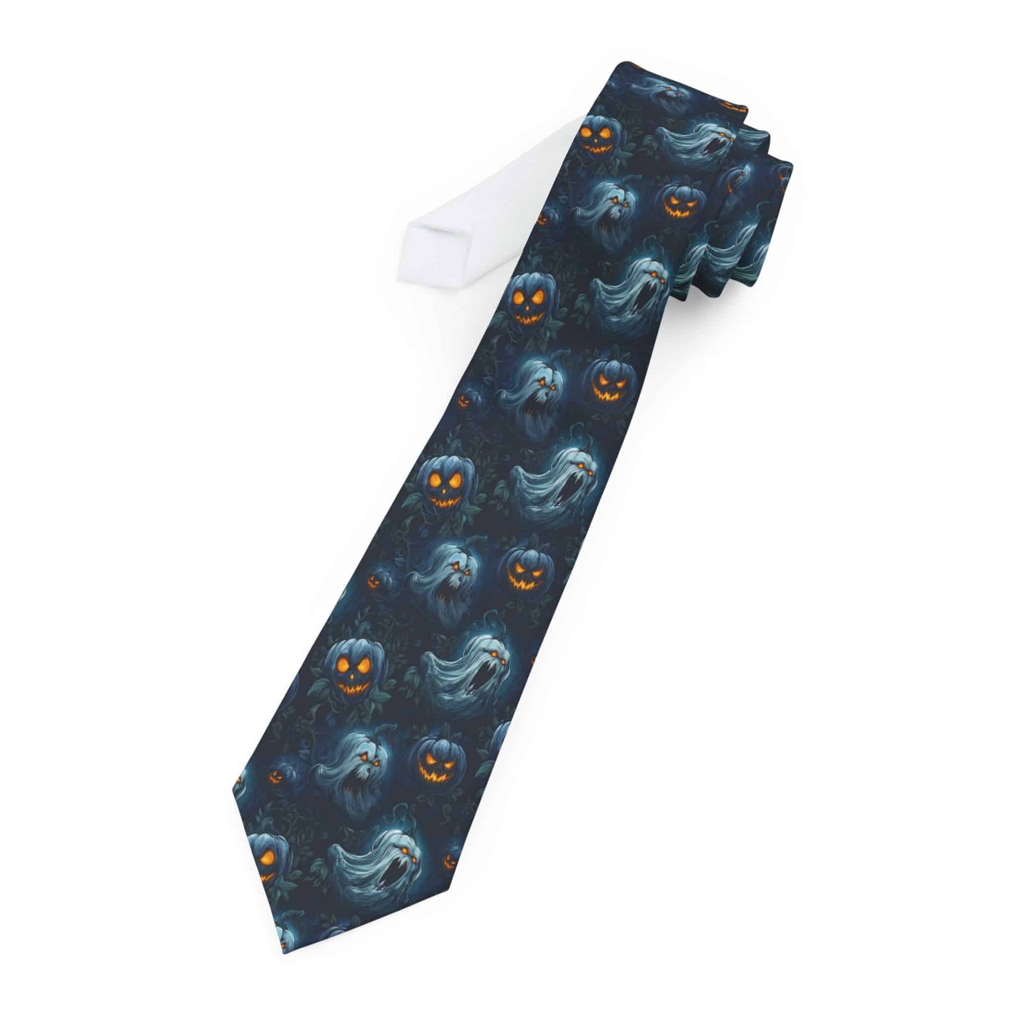 Halloween Ghosts & Pumpkins Pattern 2 Tie - Unique Statement Tie, Gifts for Him, Business Casual Accessory, Formal Wear, Art-Inspire - Image 3