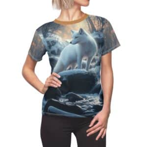 Arctic Fox In Woods Women's Tee by Wyldesigns - Wildlife Graphic T-Shirt #WD-M020 (AOP)