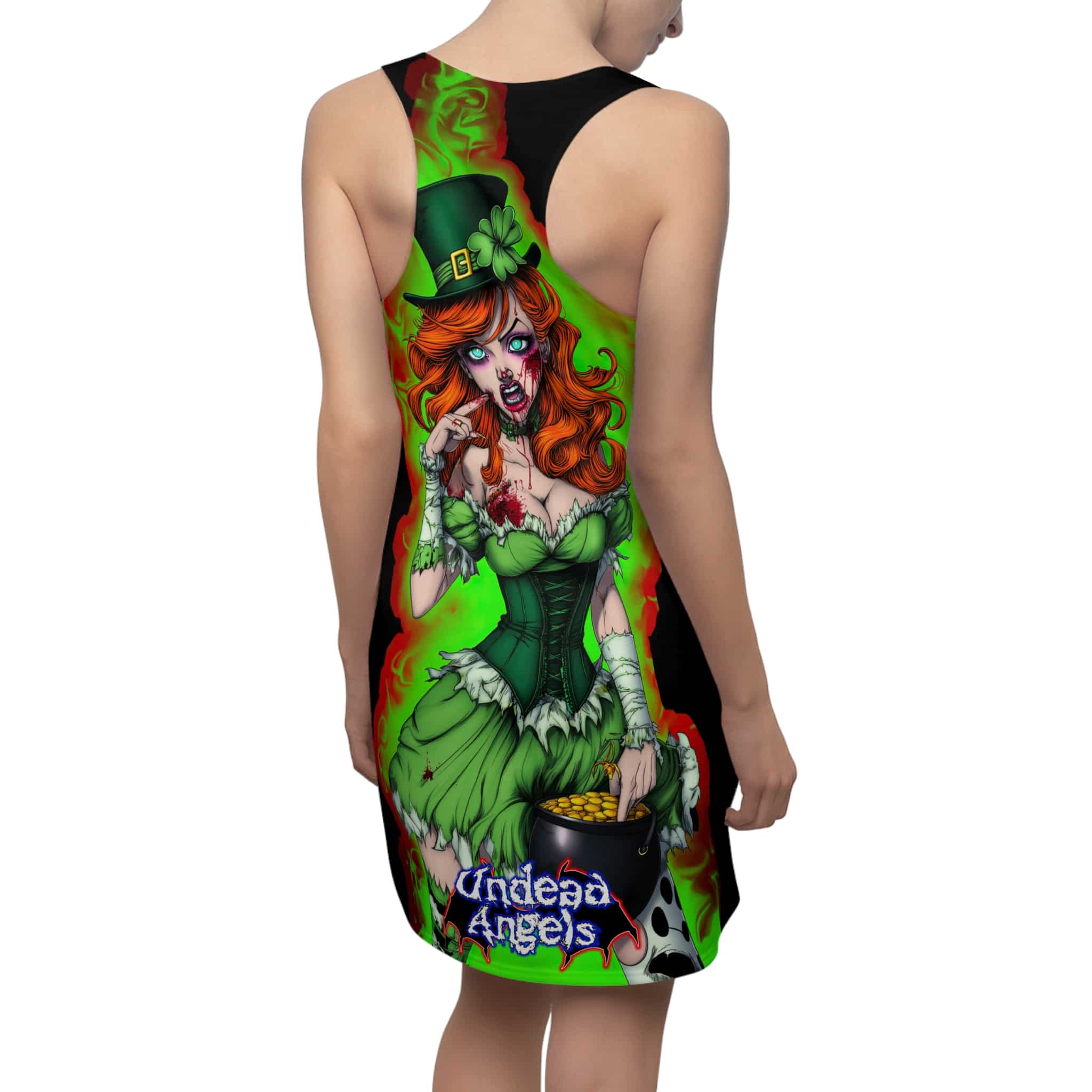 Undead Angels Leprechaun Queen Fiona Classic Reborn Style III Women's Racerback Black Dress (AOP) - Image 7