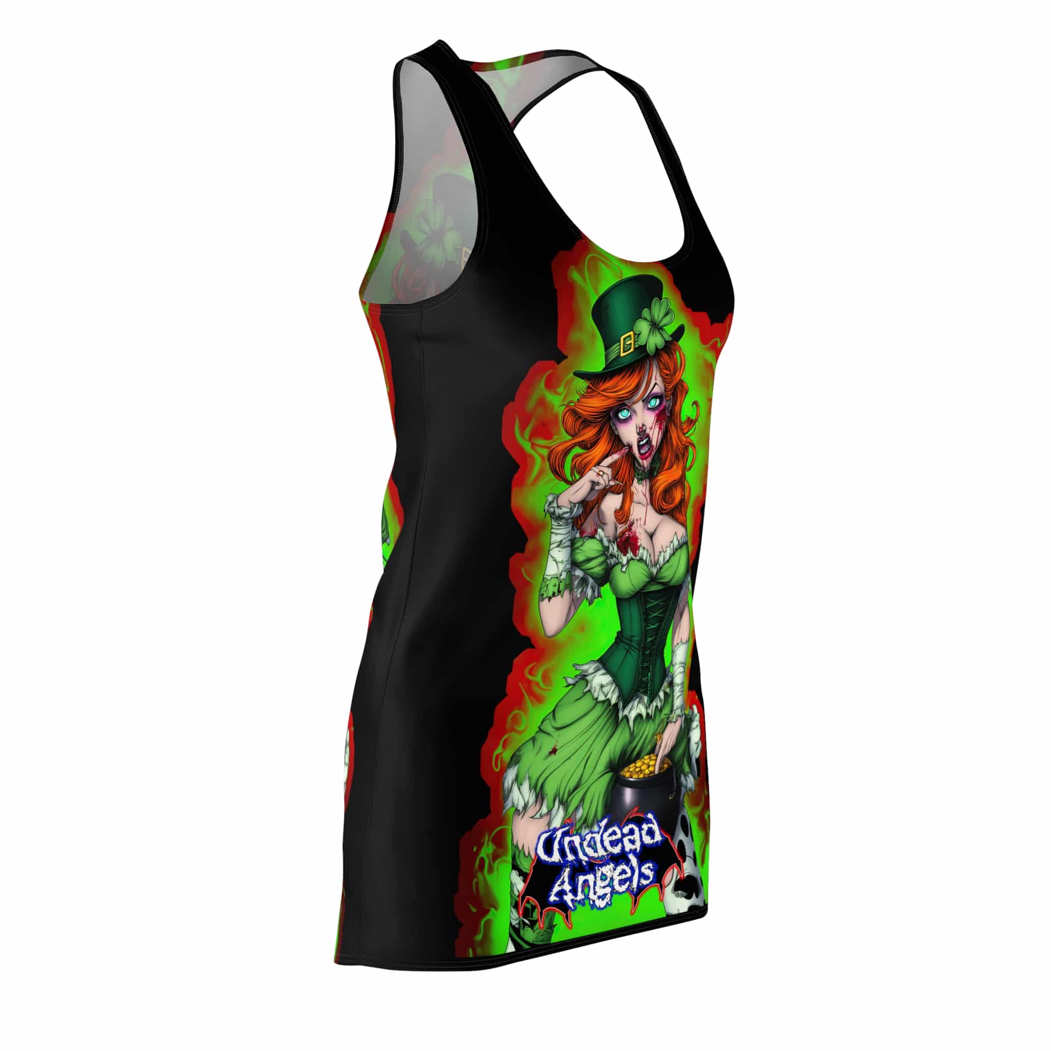 Undead Angels Leprechaun Queen Fiona Classic Reborn Style III Women's Racerback Black Dress (AOP) - Image 4