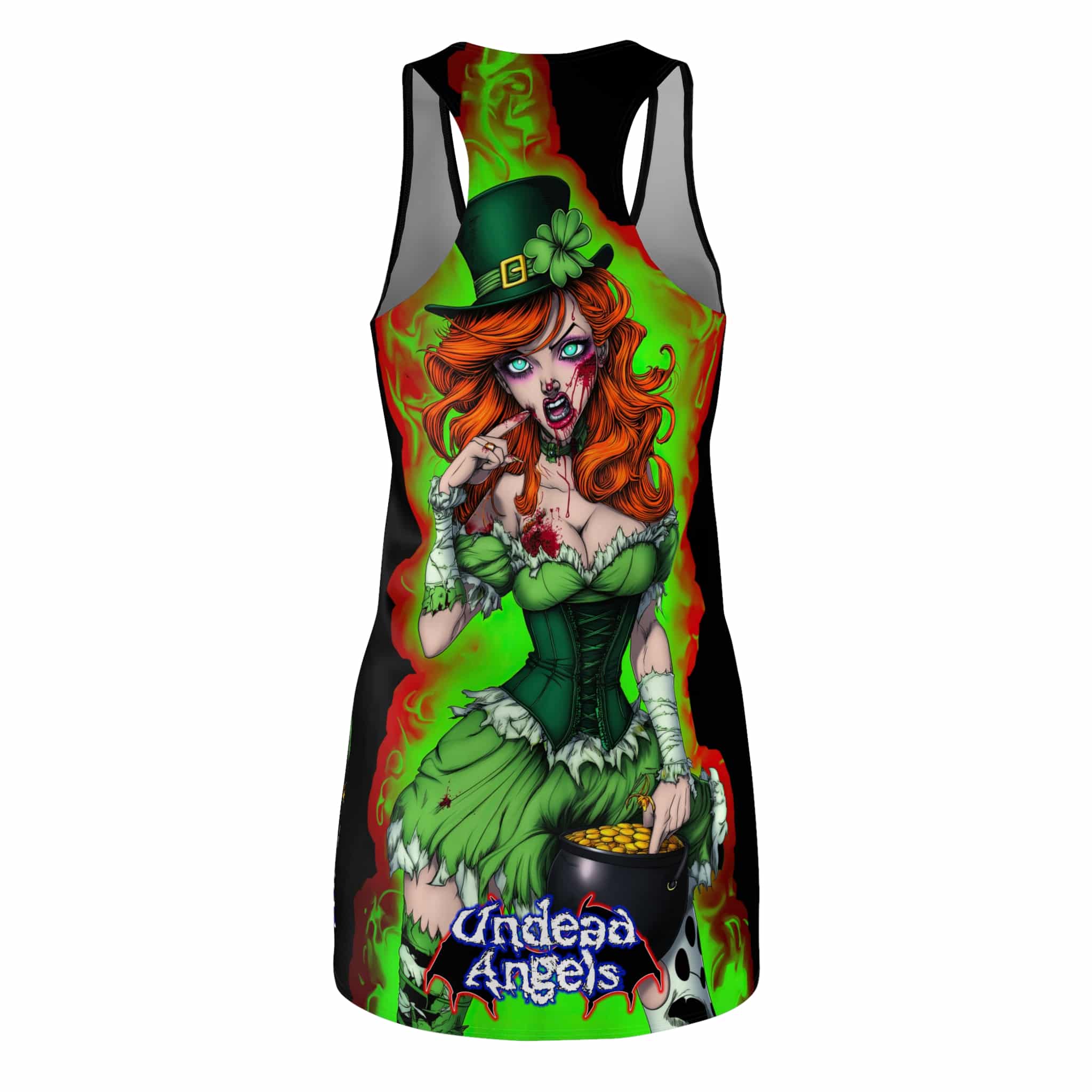 Undead Angels Leprechaun Queen Fiona Classic Reborn Style III Women's Racerback Black Dress (AOP) - Image 3