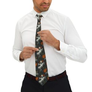 Halloween Ghosts & Pumpkins Pattern 1 Tie - Unique Statement Tie, Gifts for Him, Business Casual Accessory, Formal Wear, Art-Inspired