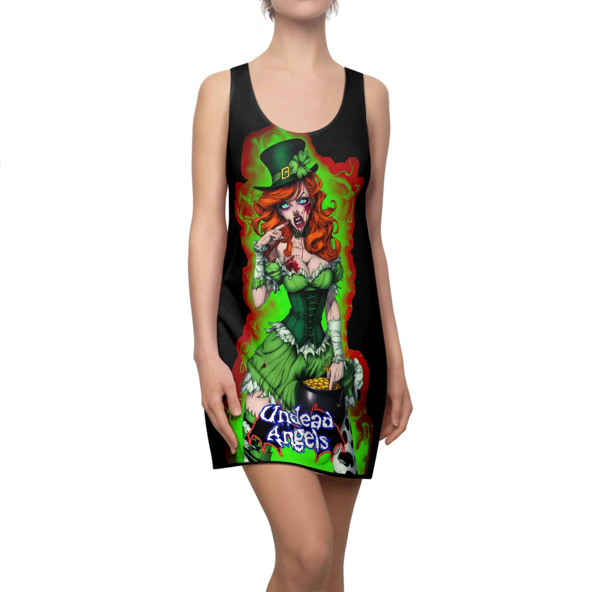 Undead Angels Leprechaun Queen Fiona Classic Reborn Style III Women's Racerback Black Dress (AOP)