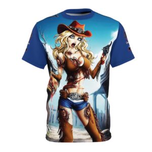 Undead Angels Zombie Cowgirl Cassidy Classic Reborn Style Unisex (AOP) Blue