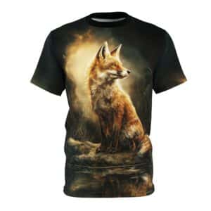 Fox By The Lake Unisex Tee by Wyldesigns - Wildlife Graphic T-Shirt #WD-M024 (AOP)