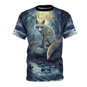 Grey Fox Unisex Tee by Wyldesigns - Wildlife Graphic T-Shirt #WD-M018 (AOP)