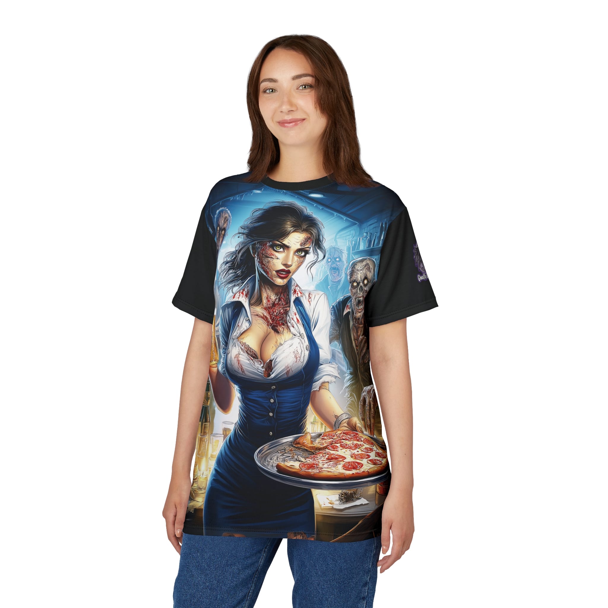 Zombies In Everyday Life Waitress 2025-DS0304 Tee Unisex (AOP) - Image 11