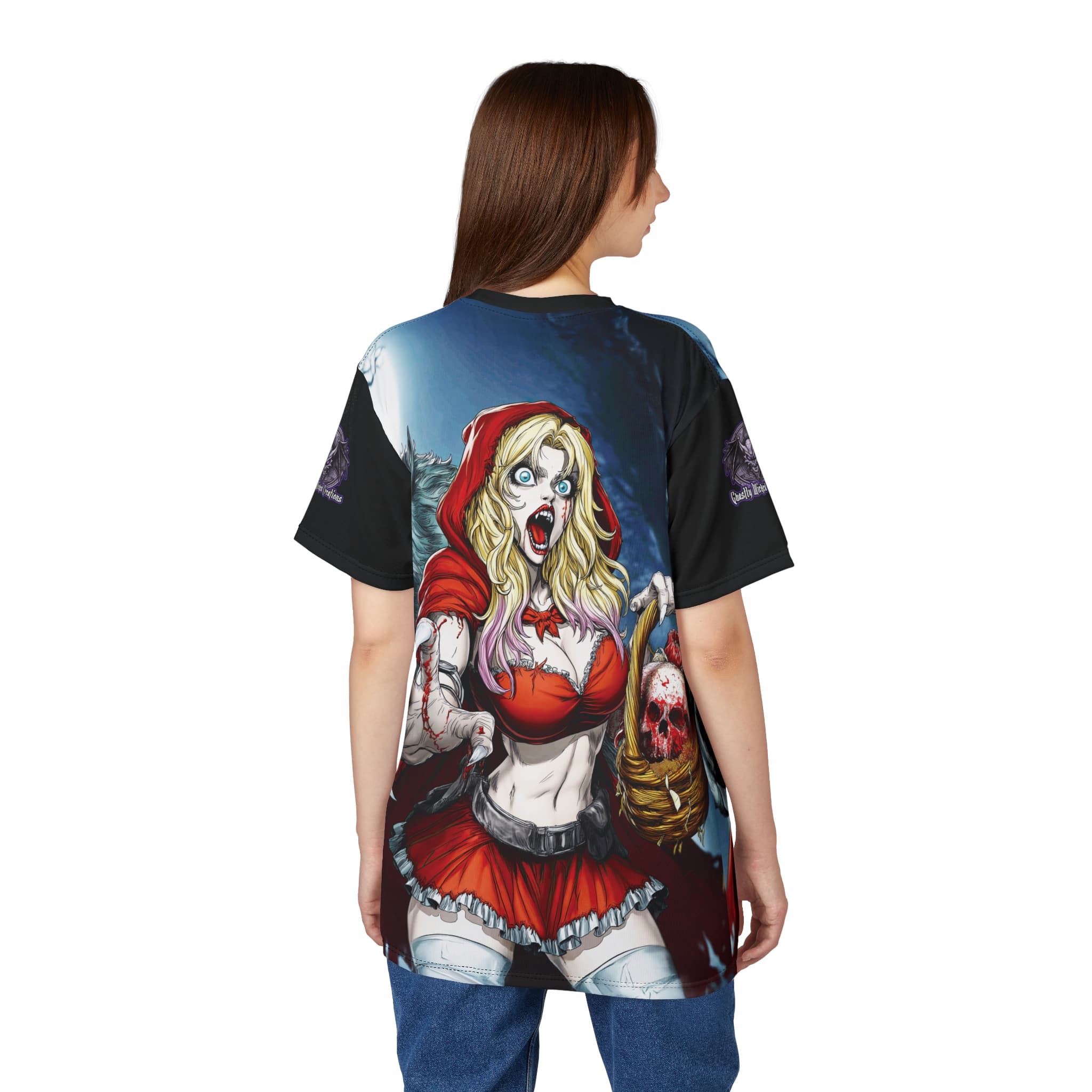 Vampire Red Riding Hood By Ghastly Wicked Tales 2025-01 Tee Unisex (AOP) - Image 14