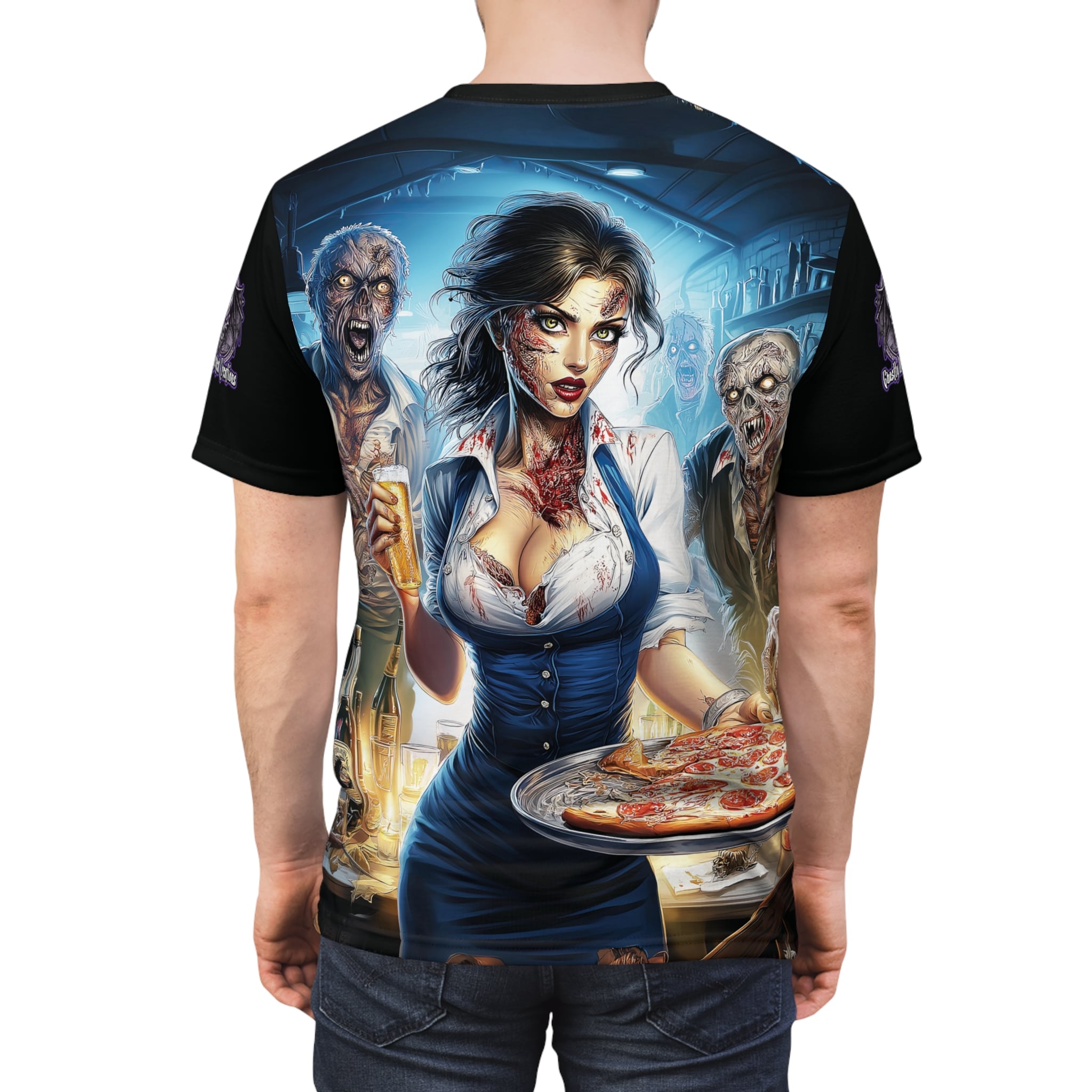 Zombies In Everyday Life Waitress 2025-04 Tee Unisex (AOP) - Image 12