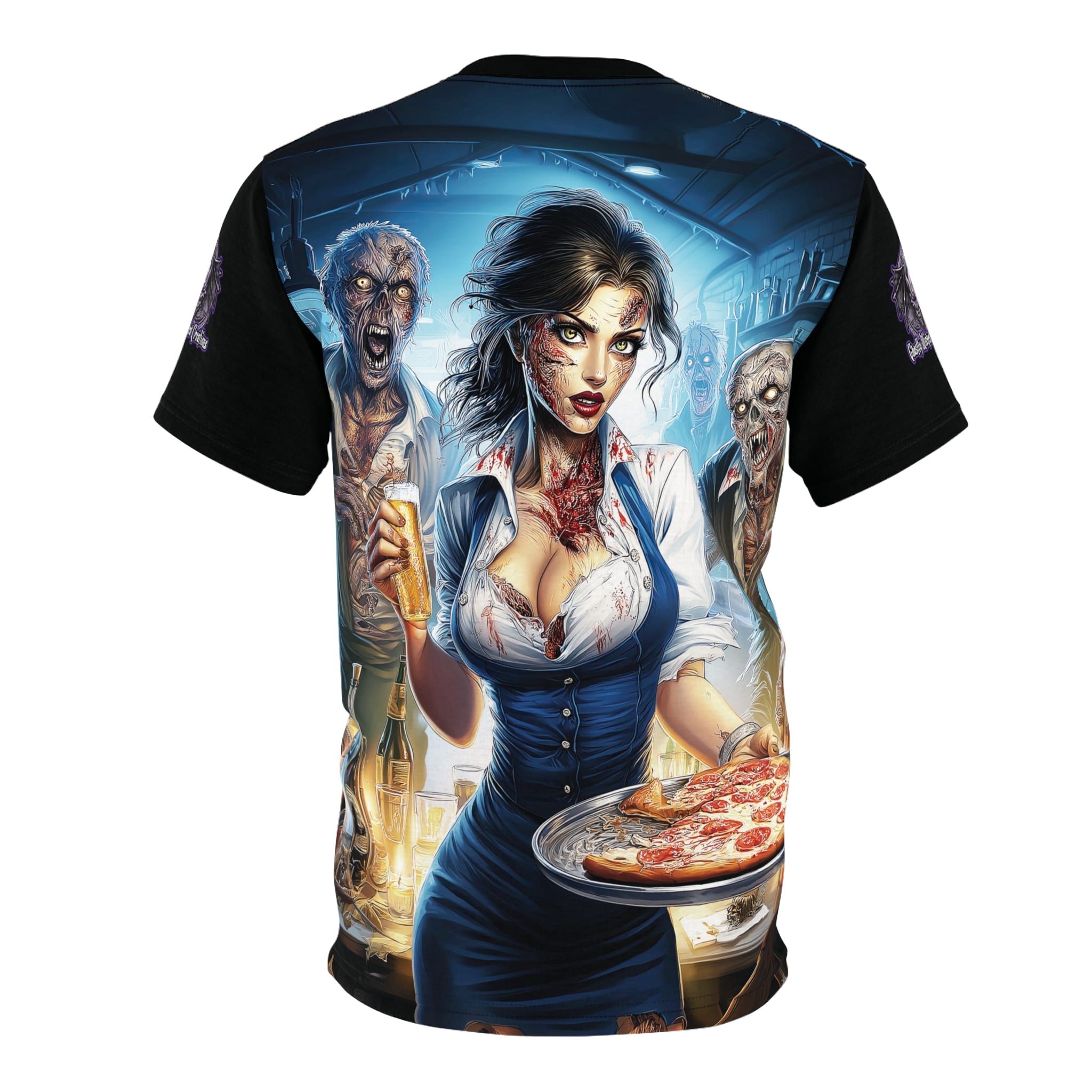 Zombies In Everyday Life Waitress 2025-04 Tee Unisex (AOP) - Image 2