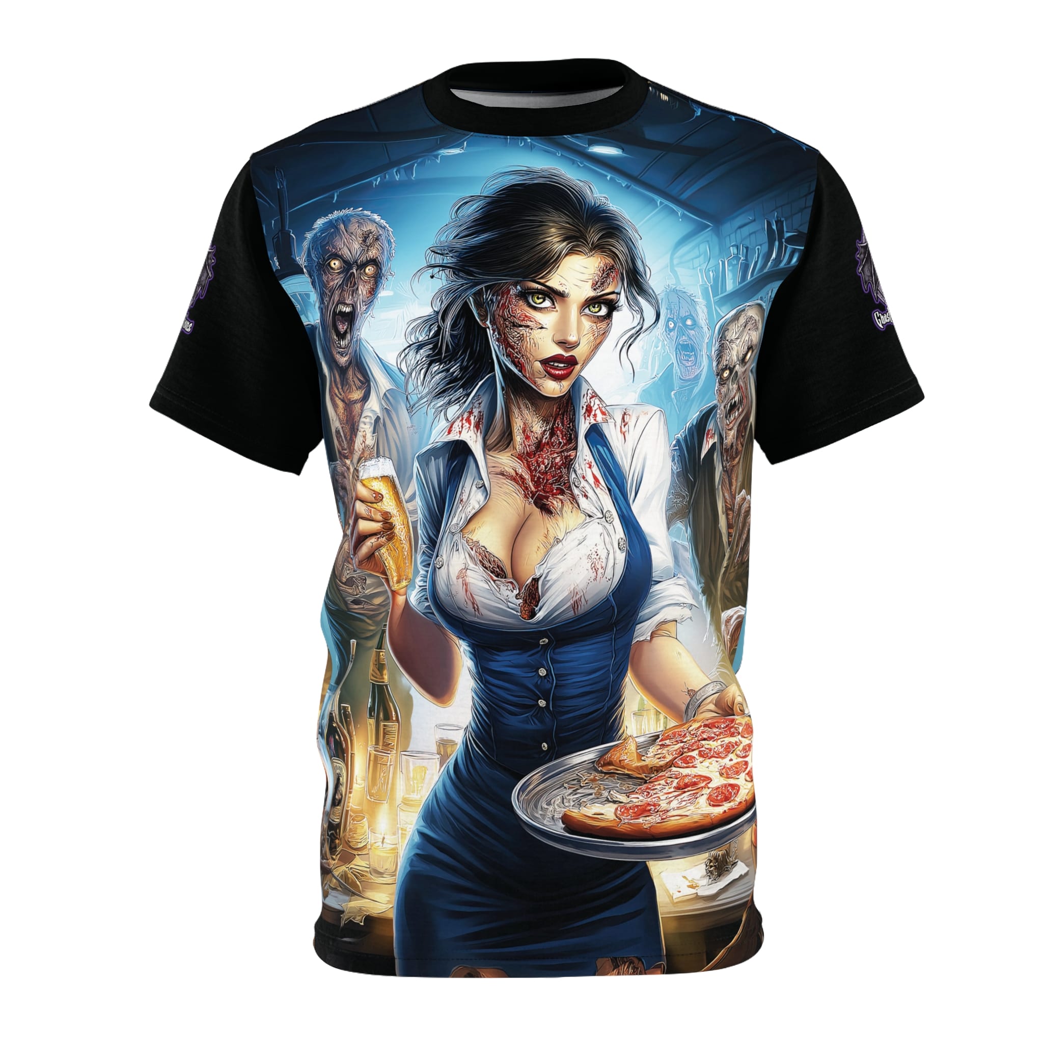 Zombies In Everyday Life Waitress 2025-04 Tee Unisex (AOP) - Image 5